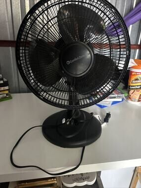 Comfort Zone Oscillating Table Fan with Adjustable Tilt, Convenient Push Button
